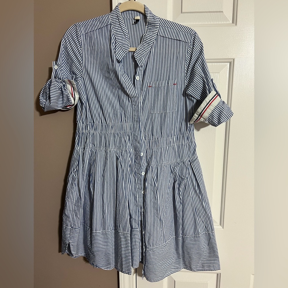 Zaful Blue and White Striped Mini Dress